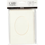 Cartes passe-partout Creativ company, ovales, format carte 10,5x15 cm, format enveloppe 11,5x16,5 cm, blanc cassé, 10 jeux 1 boîte