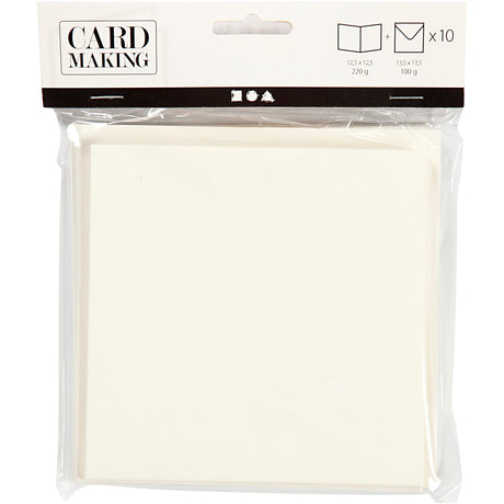 Enveloppes pour cartes d'entreprise Creativ, format carte 12,5x12,5 cm, format enveloppe 13,5x13,5 cm, blanc cassé, 10 jeux 1 boîte