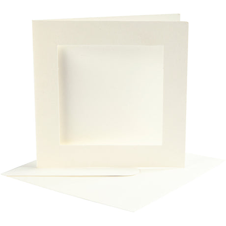 Cartes passe-partout Creativ company, format carte 12,5x12,5 cm, format enveloppe 13,5x13,5 cm, blanc cassé, 10 jeux 1 boîte