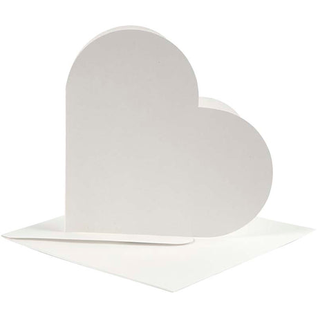 Cartes en forme de coeur Creativ company, format carte 12,5x12,5 cm, format enveloppe 13,5x13,5 cm, blanc cassé, 10 jeux 1 boîte