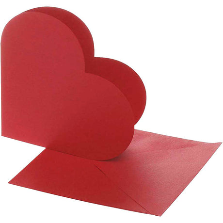 Cartes en forme de coeur Creativ company, format carte 12,5x12,5 cm, format enveloppe 13,5x13,5 cm, rouge, 10 jeux 1 boîte