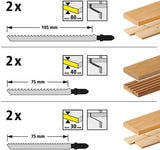 Jeu de lames de scie sauteuse Wolfcraft | 12 pièces | t-schaft | 1 jeu - 2377000