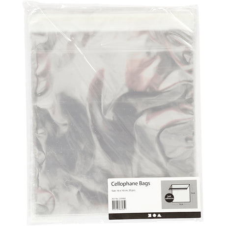 Sacs cellophane Creativ company, h: 16 cm, l: 16 cm, épaisseur 25 my, 20 pièces 1 boîte