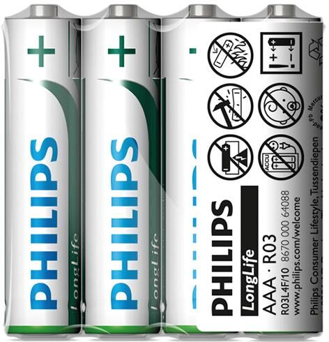 Philips batterie longue durée tr-batterie r03 4 pièces. micro longue durée