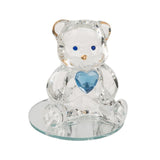 Ours en verre bleu avec coeur env. 4,5 cm en boîte