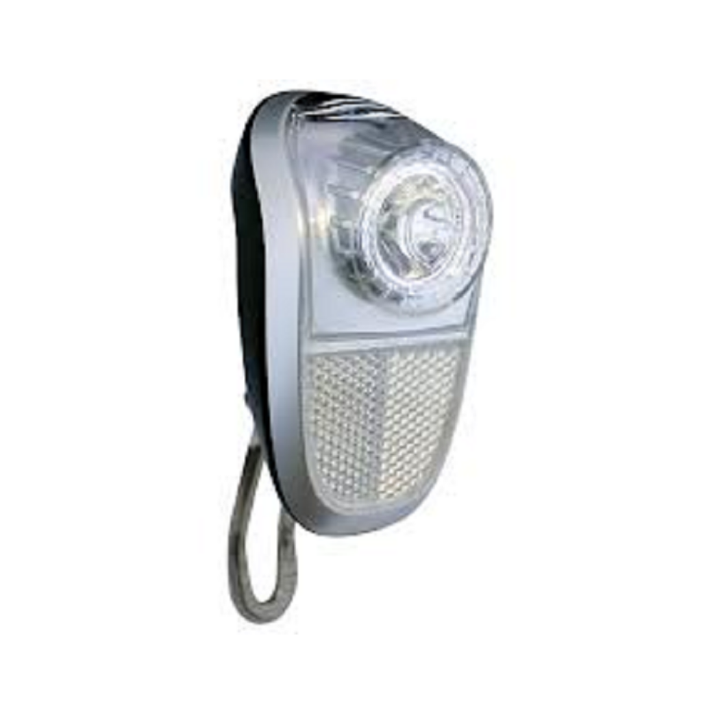 Union LED Headlight Mobile Silver Black. Hub Dynamo (emballage d'atelier)