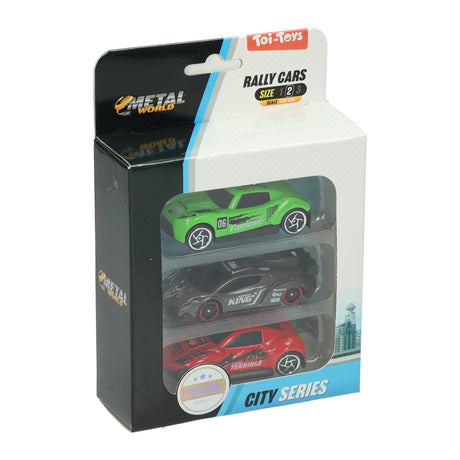 Toi-toys toi jouets métal rallye voiture de course classique ensemble de 3 pièces série citie