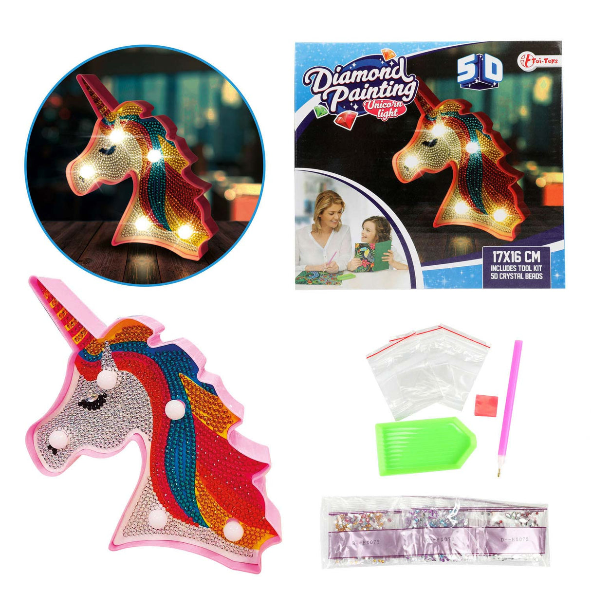 TOI-TOYS Diamond Painting Lampe Unicorn