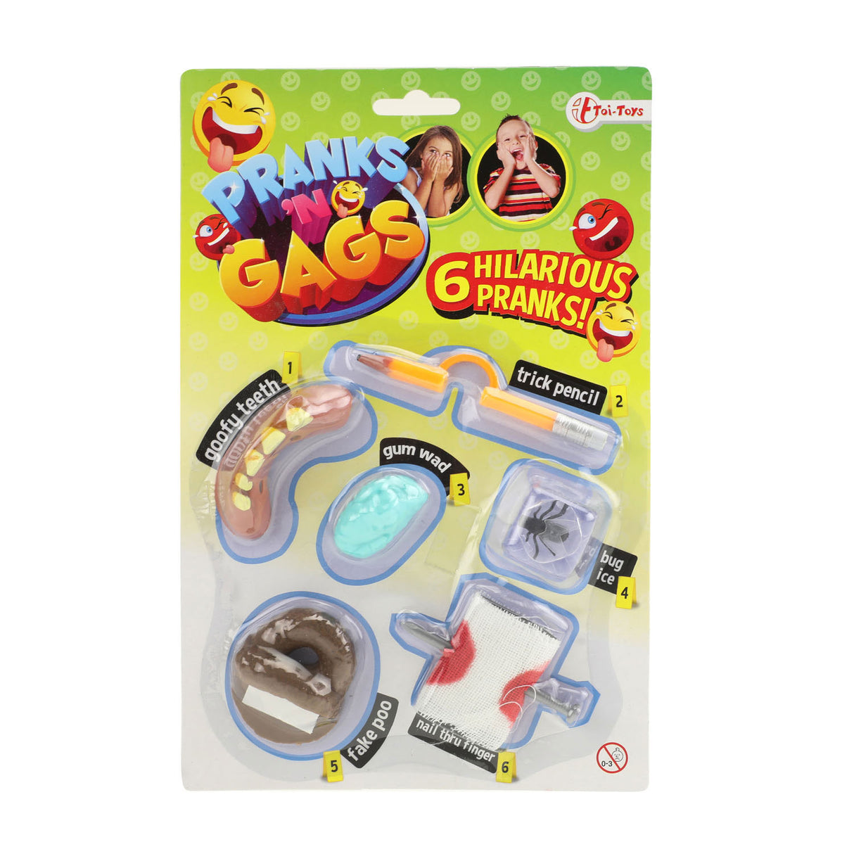Toi-toys toi toys jouets farces 6 pièces sur carte