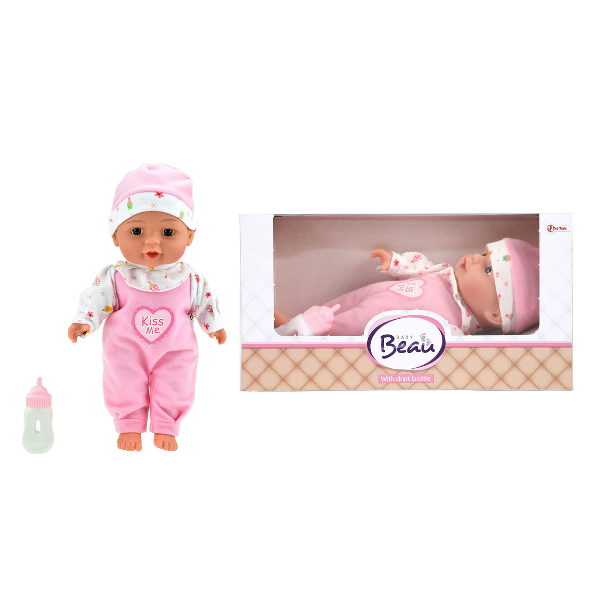 Poupée bébé couchée Beau baby avec biberon, 30 cm