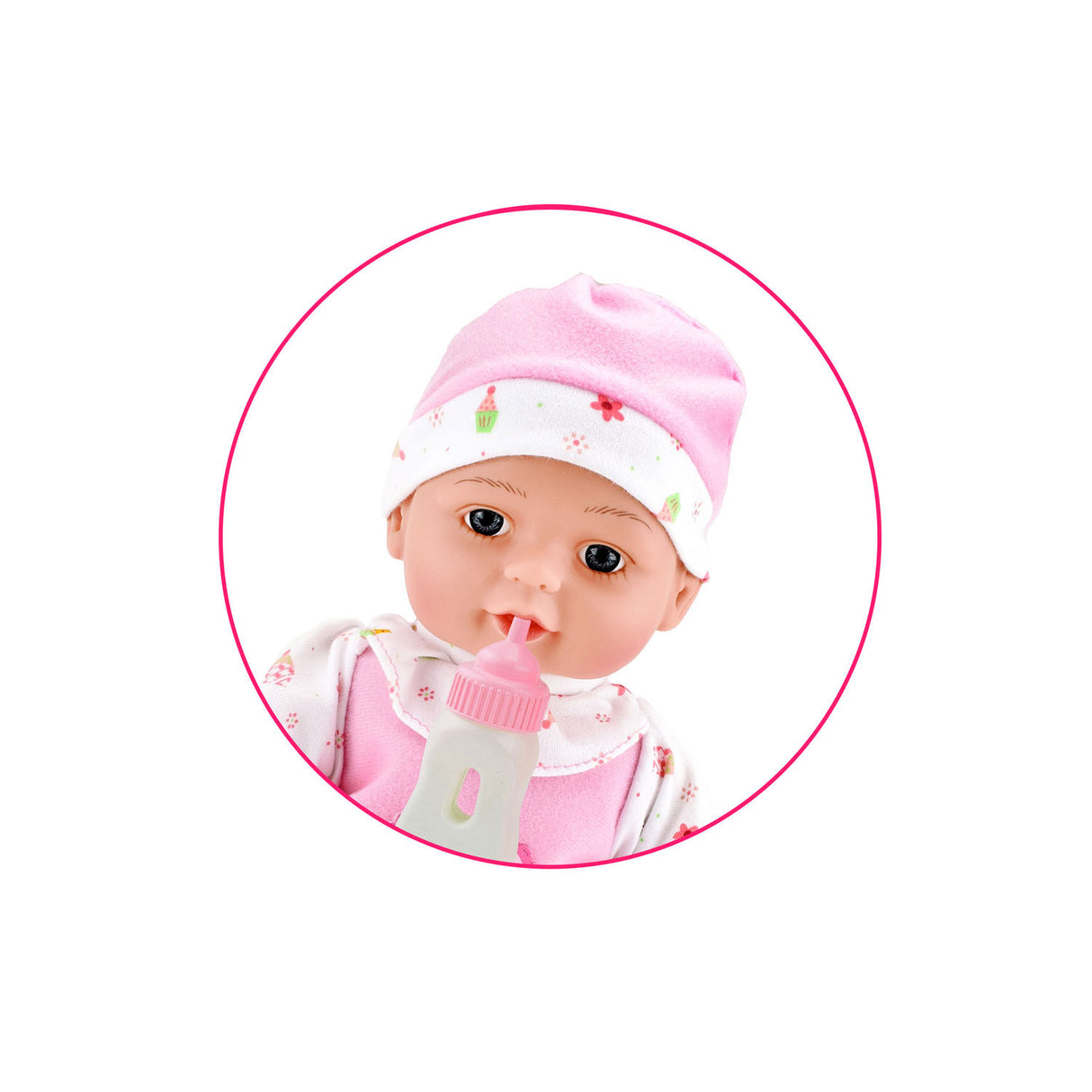 Poupée bébé couchée Beau baby avec biberon, 30 cm