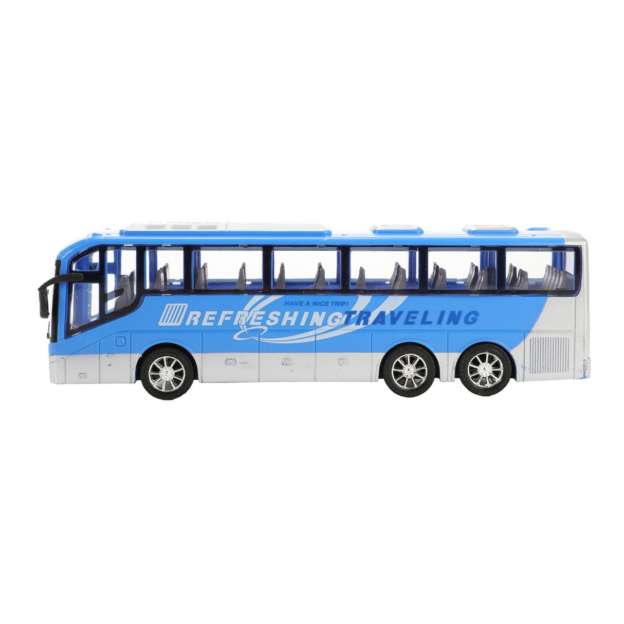 Voitures camions véhicule voyage bus bleu friction - 32cm