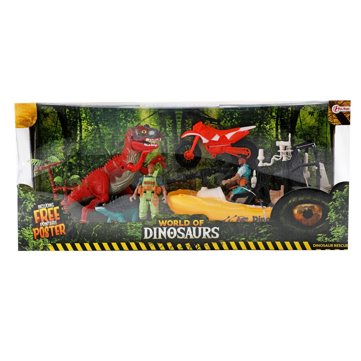 Coffret de jeu Le monde des dinosaures - bateau et moto avec des dinosaures
