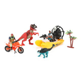 Coffret de jeu Le monde des dinosaures - bateau et moto avec des dinosaures