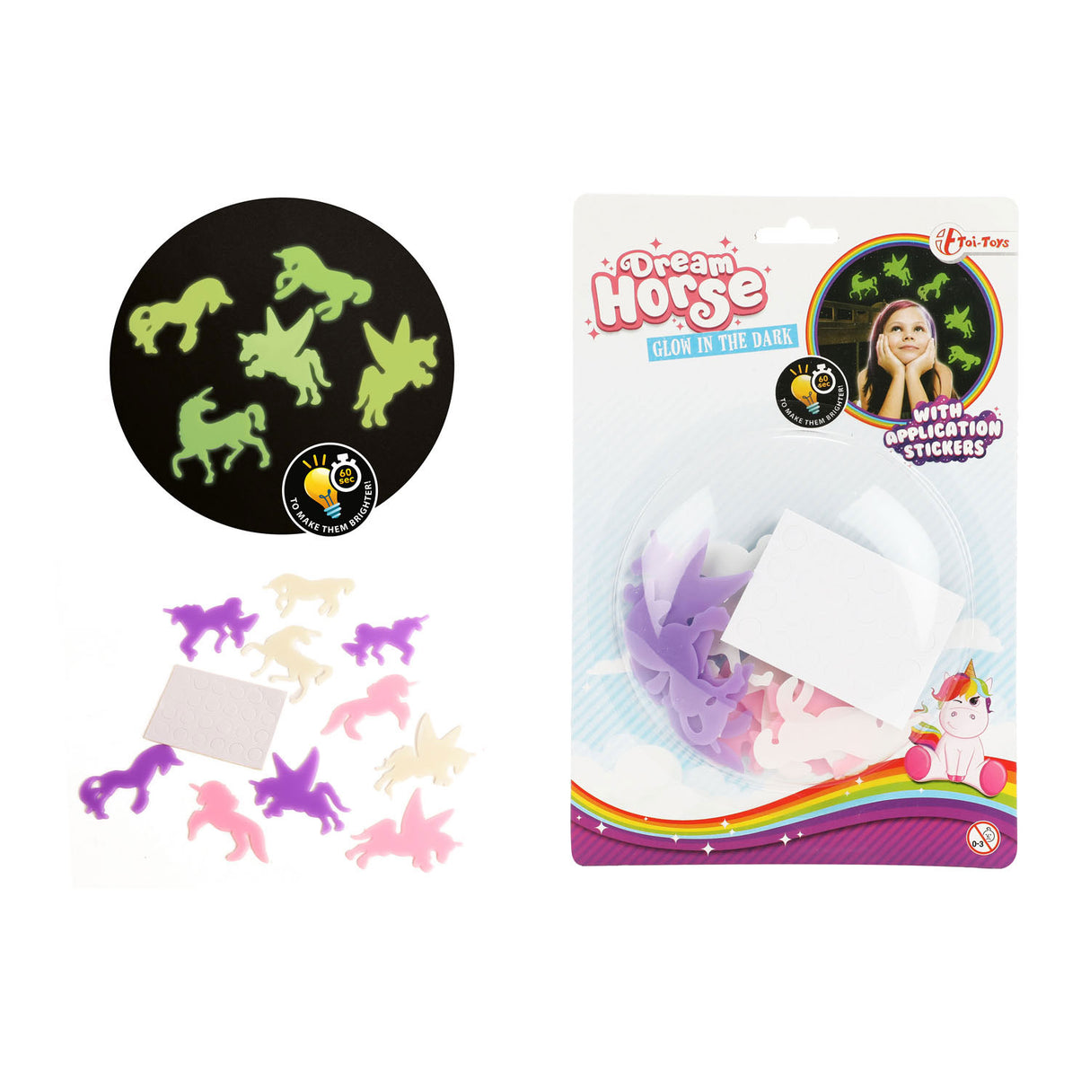 Toi-toys Glow In the Dark Adesions Unicorn