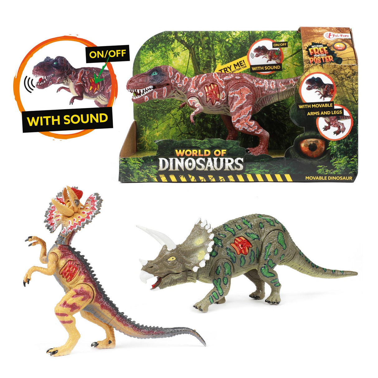 World of Dinosaurs Dilophosaurus, Beweegbare met Geluid