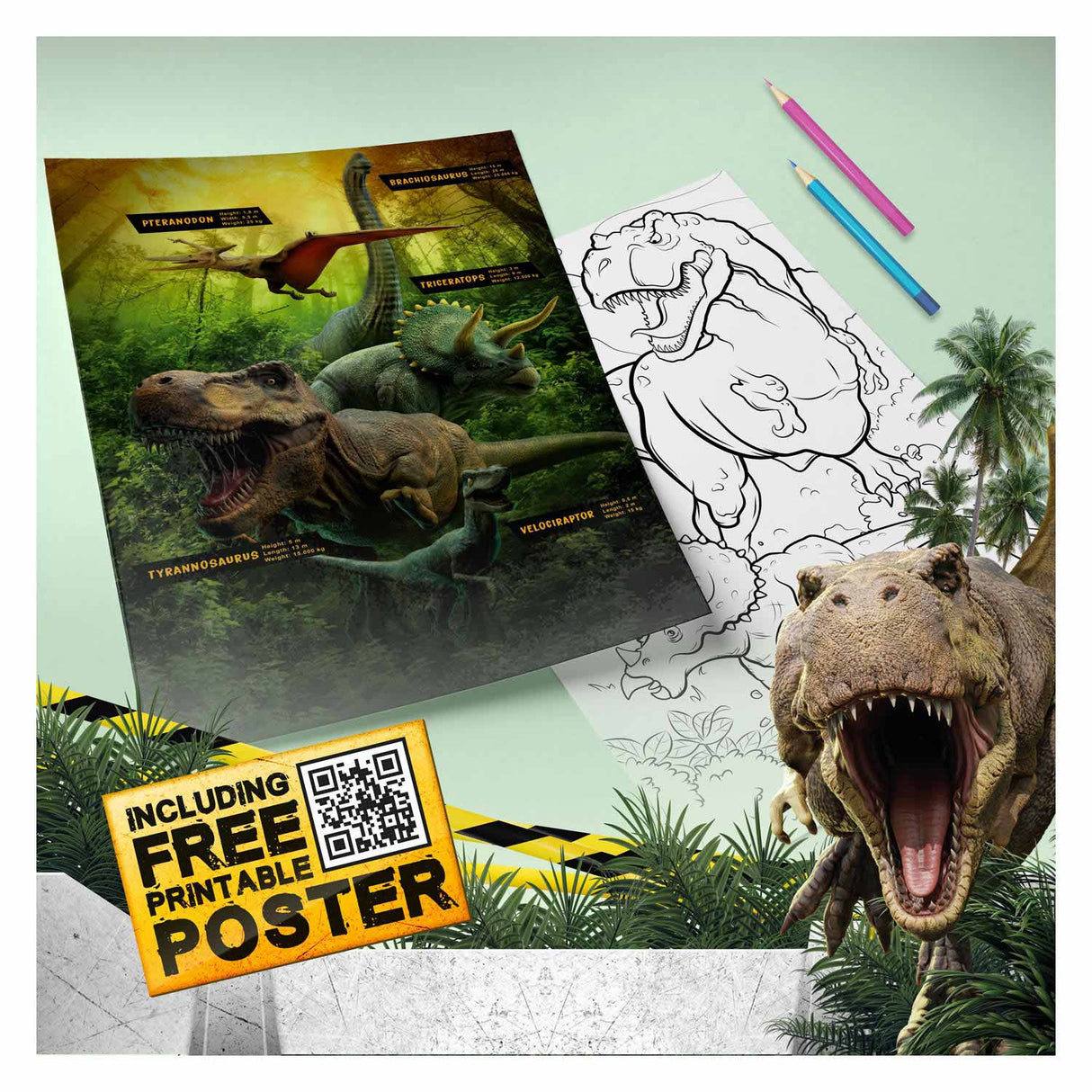 Puzzle 3D du monde des dinosaures, dinosaure qui brille dans le noir