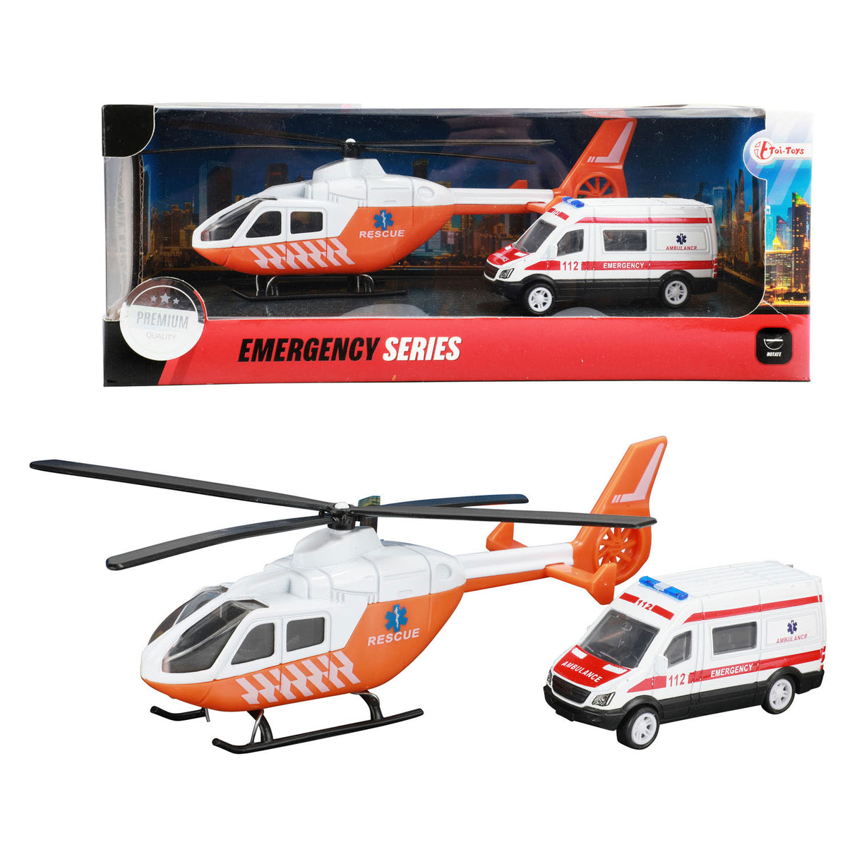 Toi-toys Metal Trauma Helicopter e Ambulance Orange