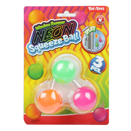 Toi-toys boules à presser sur chenilles de fenêtre néon, 3 pièces