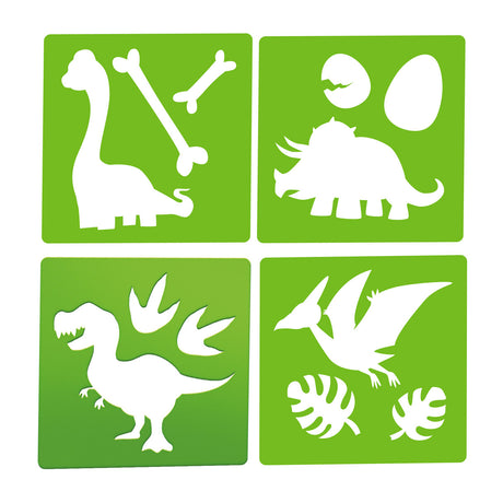 Toi-toys monde des dinosaures craie de trottoir dinosaure avec pochoirs, 10 pièces.