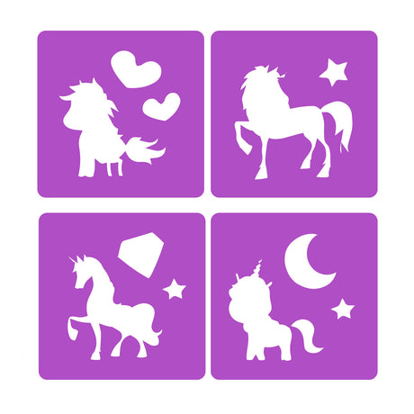 Toi-toys toitoys craie de trottoir licorne + pochoirs
