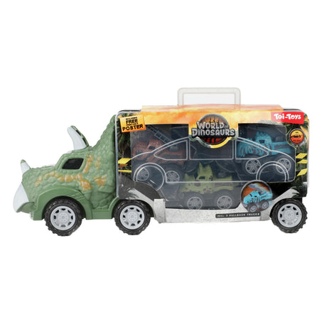 Camion dinosaure World of Dinosaurs avec 3 voitures à tirer