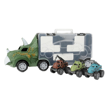 Camion dinosaure World of Dinosaurs avec 3 voitures à tirer