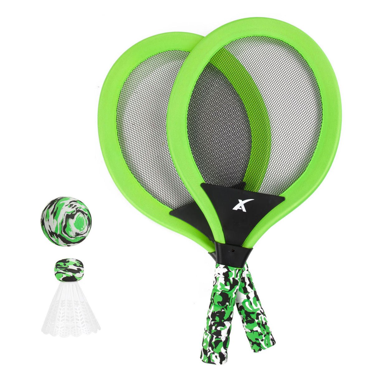 Toi-toys toi toys adrenix soft tennis set 4 pièces avec 2x raquette + balle + volant 4 assortis