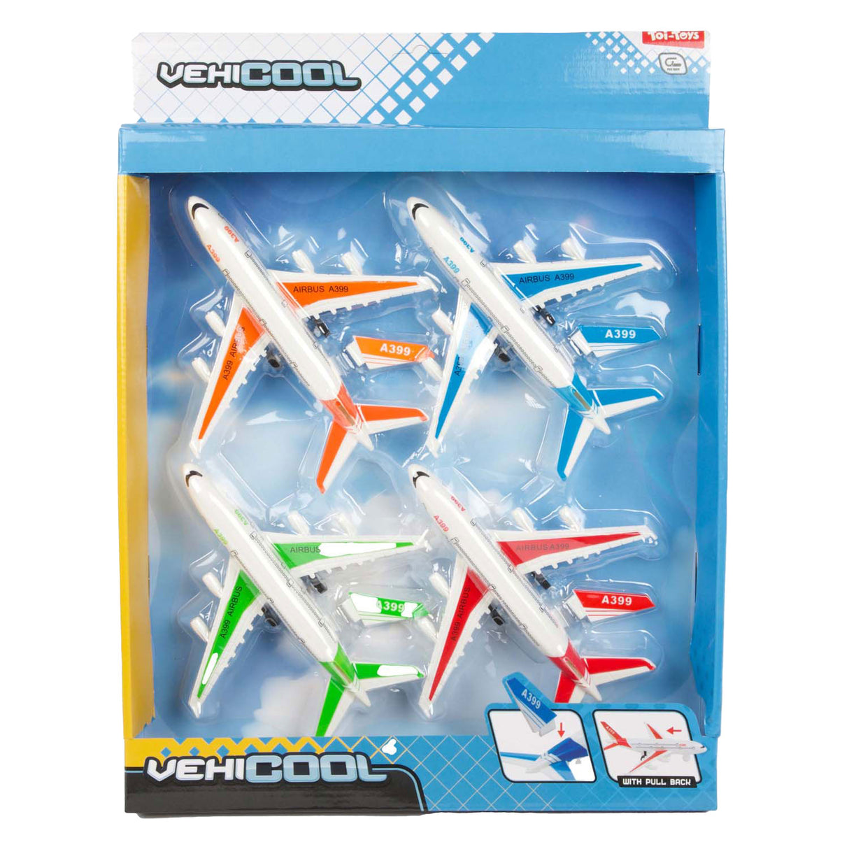 Toi-toys vehicool tirer des avions, 4 pcs.