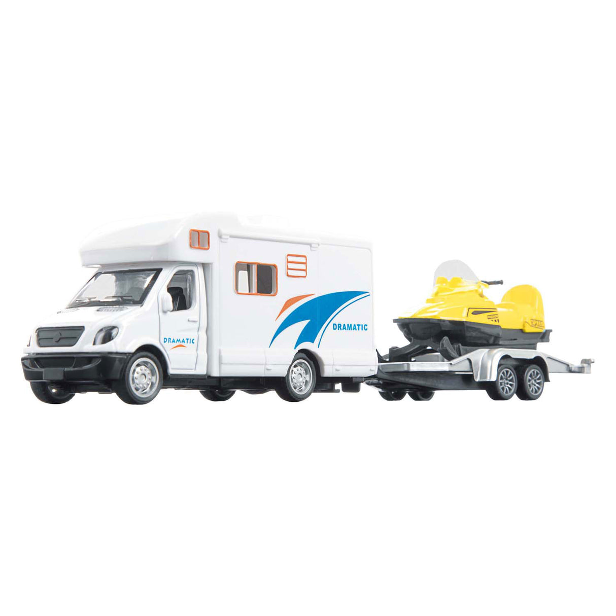 Toi-Toys Metal zurückziehen Camper mit Anhänger und Schneemobil