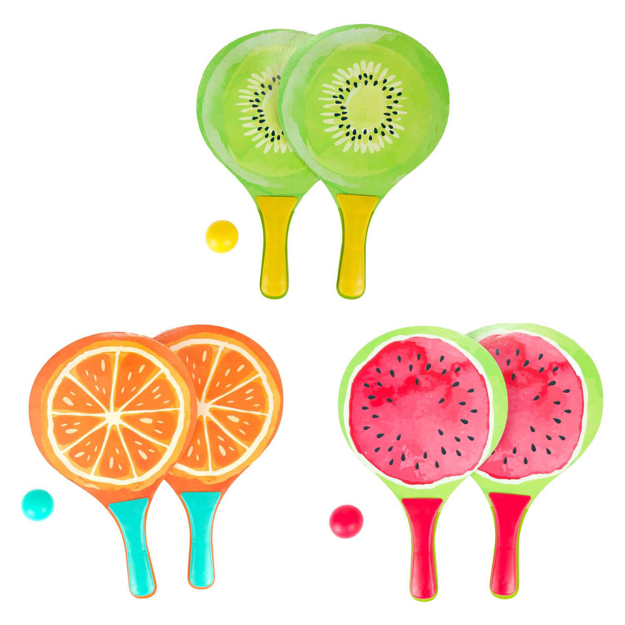 Toi-toys set de tennis de plage fruits, 3 pièces.