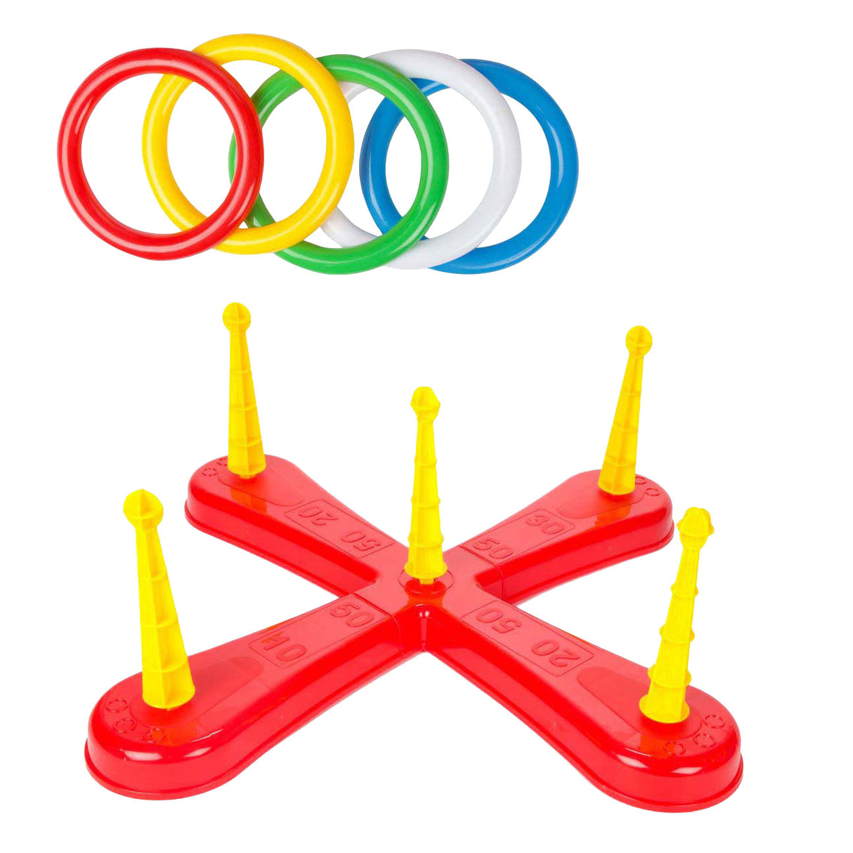 Toi-toys joue à un jeu de lancer d'anneaux lumineux avec 5 anneaux