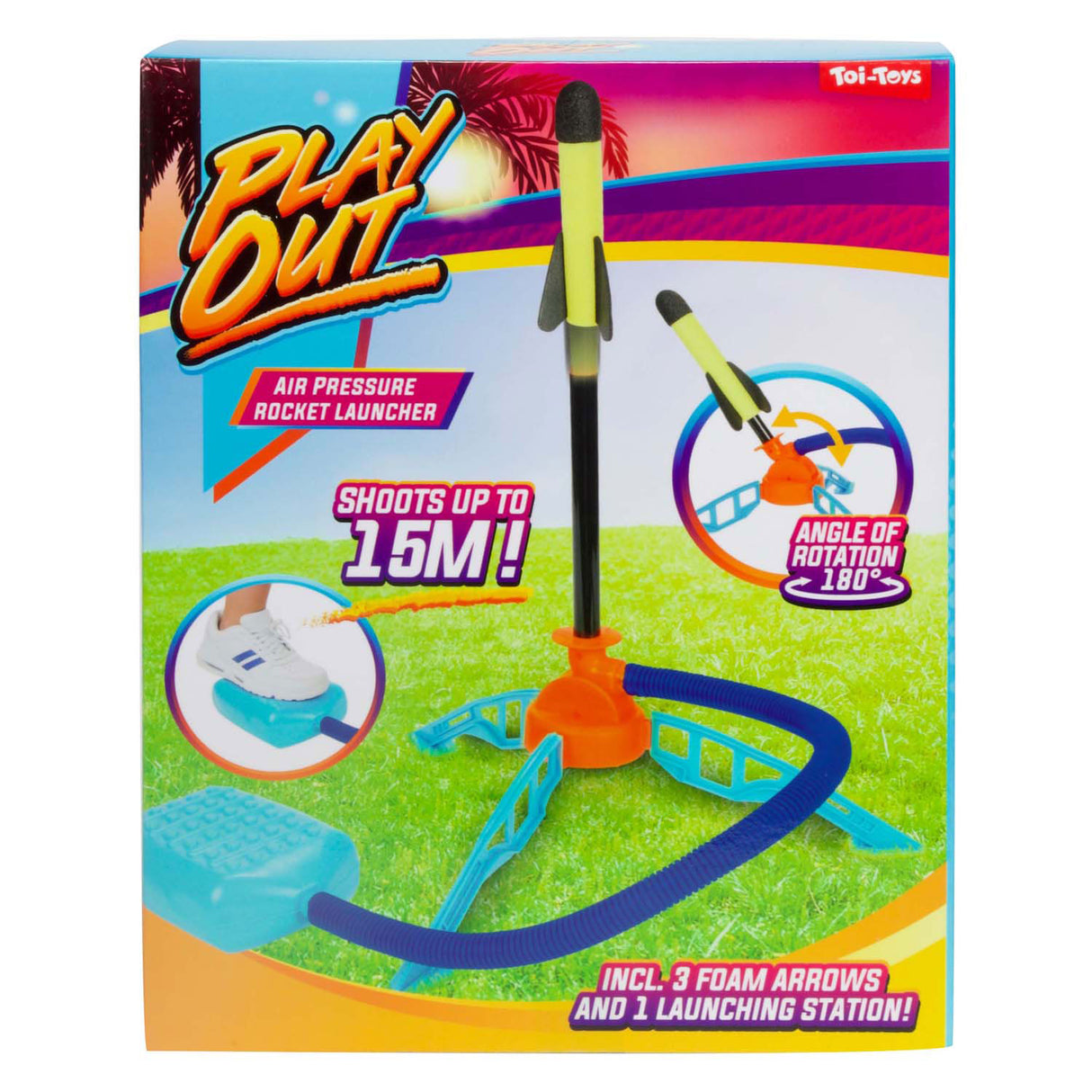 Toi-toys joue une base de lancement de fusée à pression atmosphérique avec 3 fusées