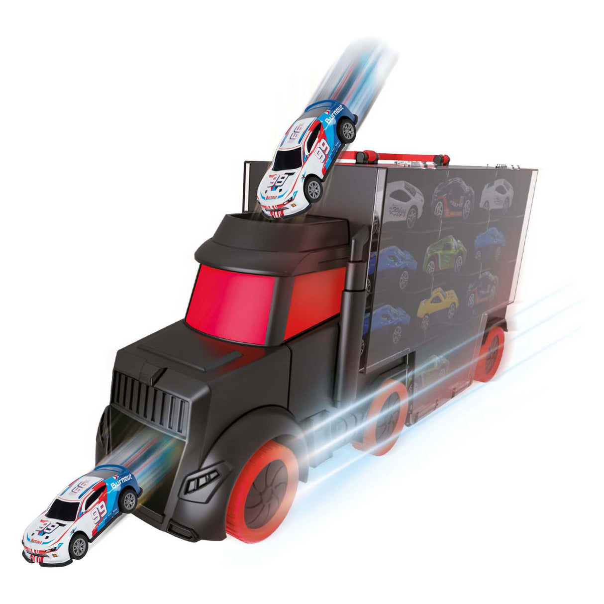 Camion turbo racers Toi-toys avec 6 voitures de course à tirer