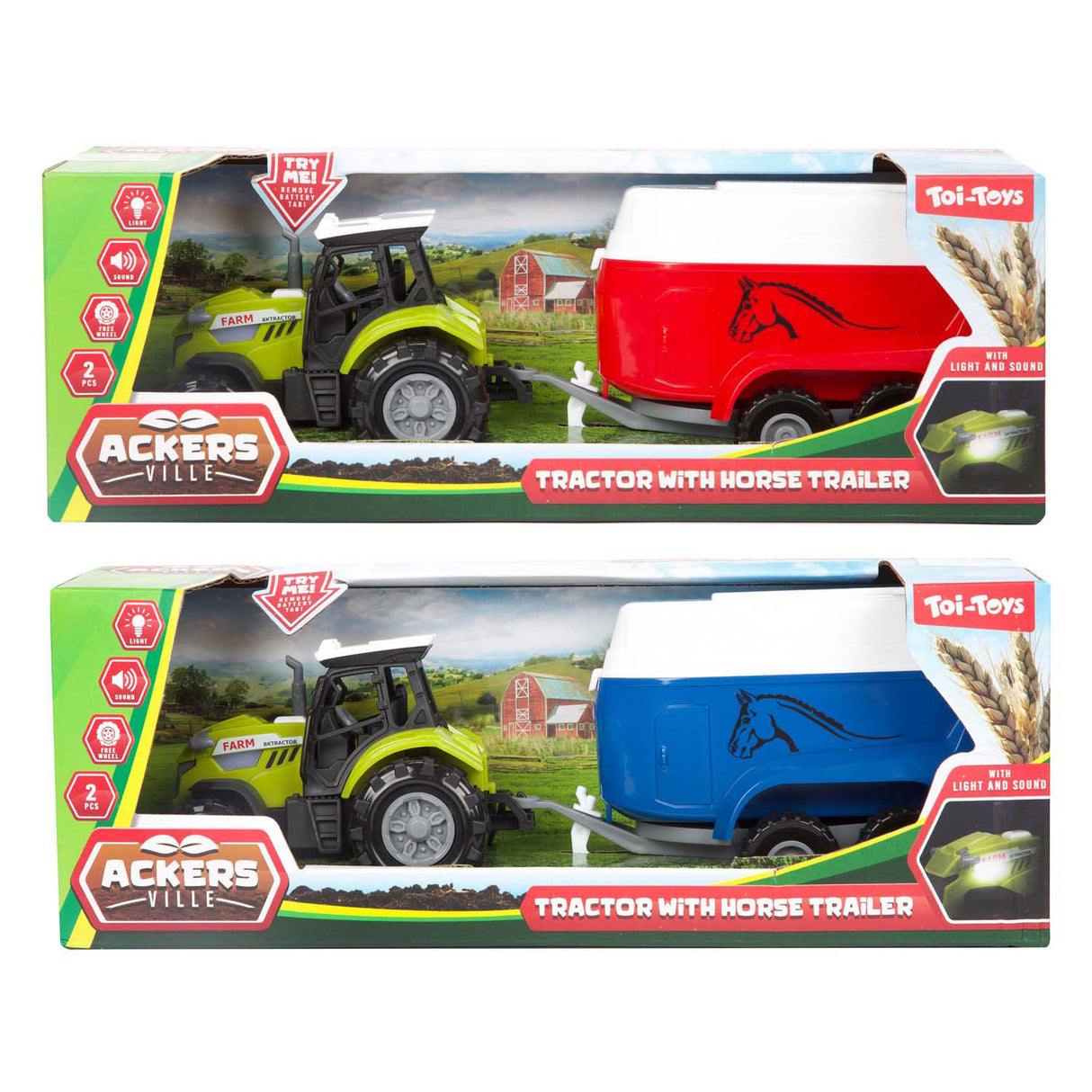 Toi-toys ackers ville tracteur et remorque avec lumière et son, 10cm