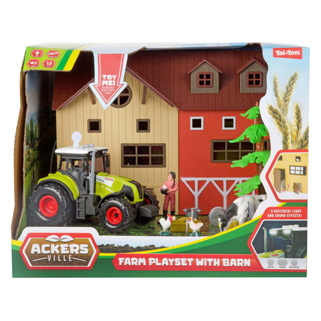 Toi-toys ackers ville farm avec tracteur, ensemble de jeu lumineux et sonore, 12 pièces.