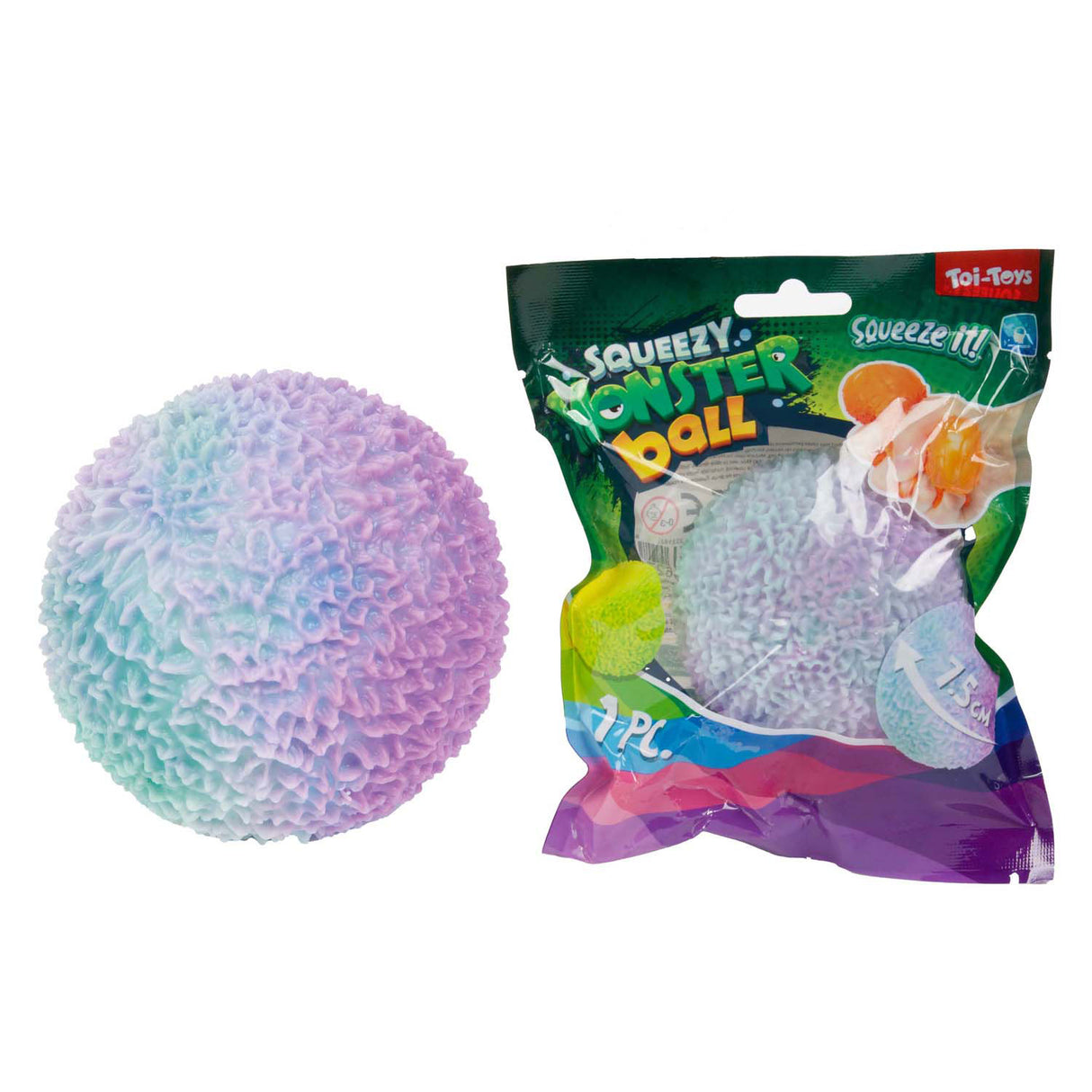 Toi-toys fun textuurknijpbal moss gevuld met foam, 8cm