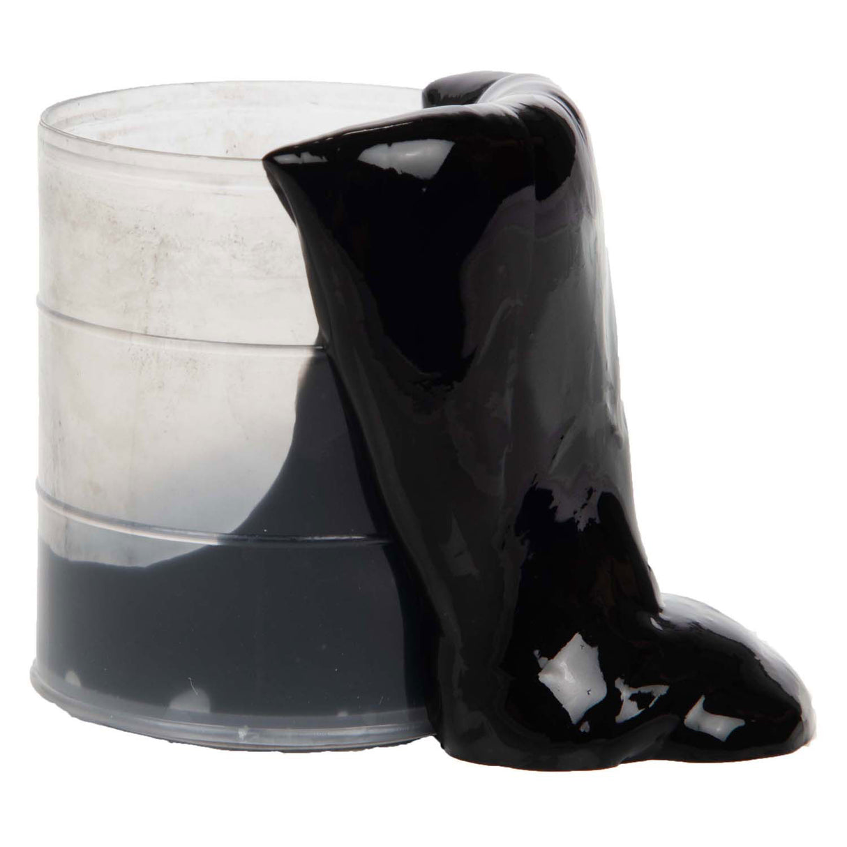 Toi-toys crazy slime slime noir dans un mini baril de pétrole