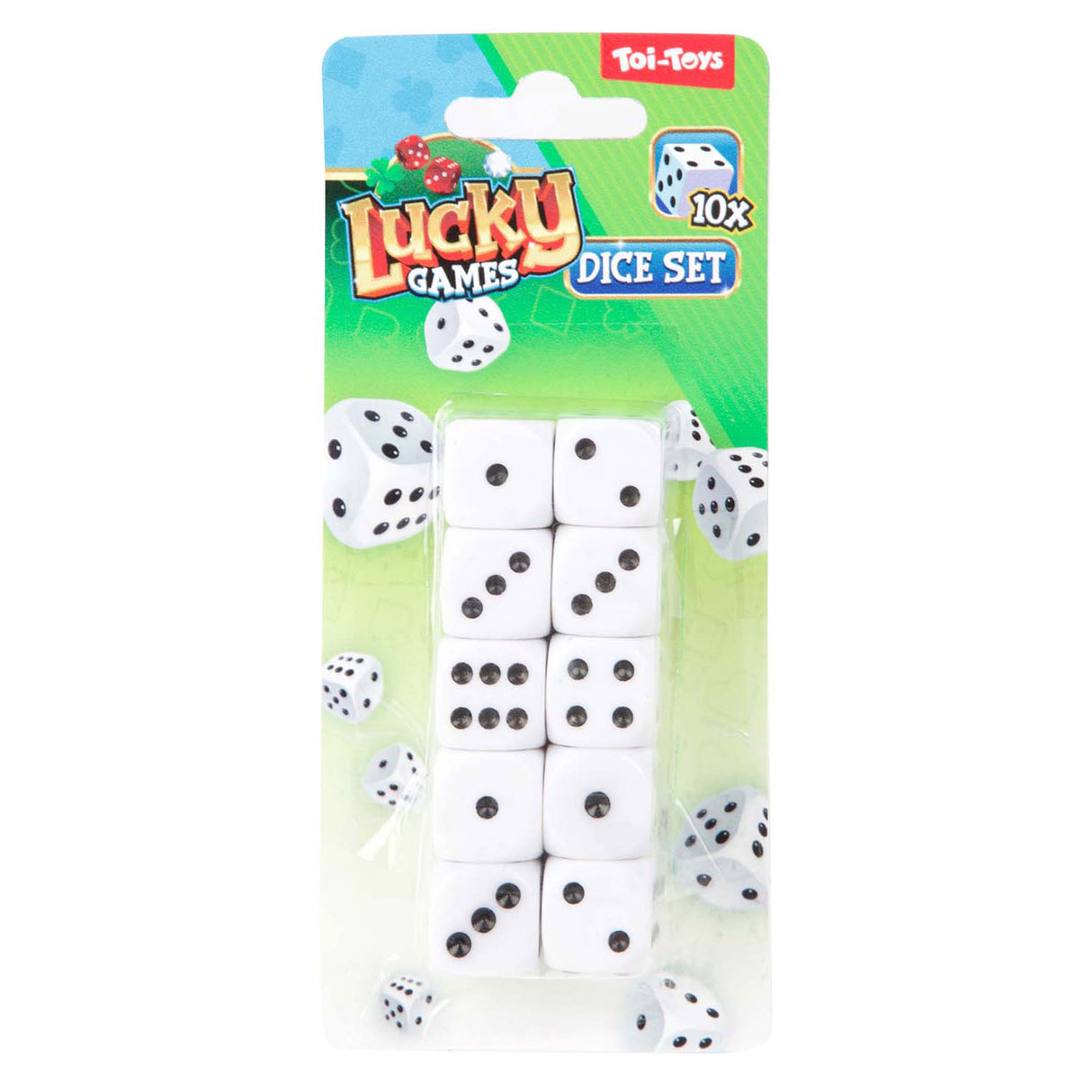 Toi-toys lucky games dobbelsteen op kaart, 10st.