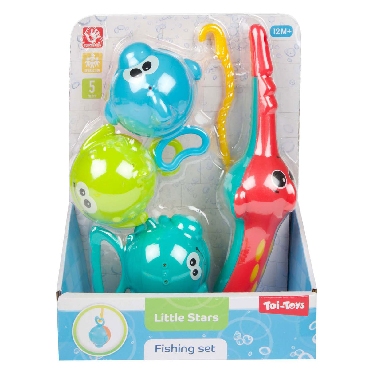 Toi-toys petites étoiles jouets de bain canne à pêche avec 3 poissons, 4 pièces.