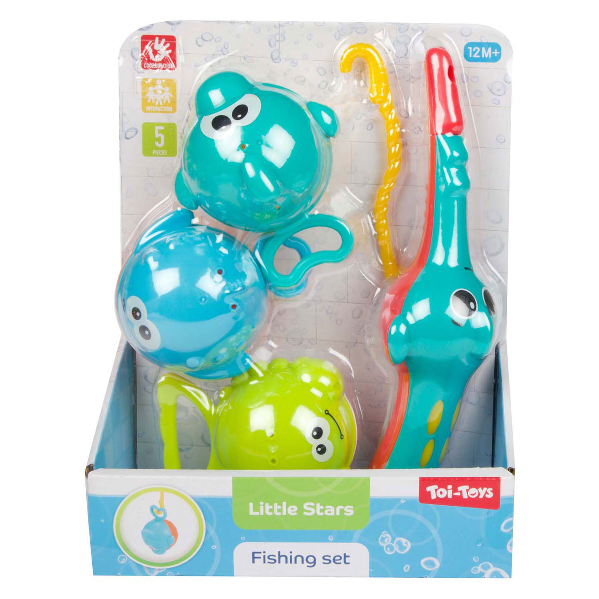 Toi-toys petites étoiles jouets de bain canne à pêche avec 3 poissons, 4 pièces.