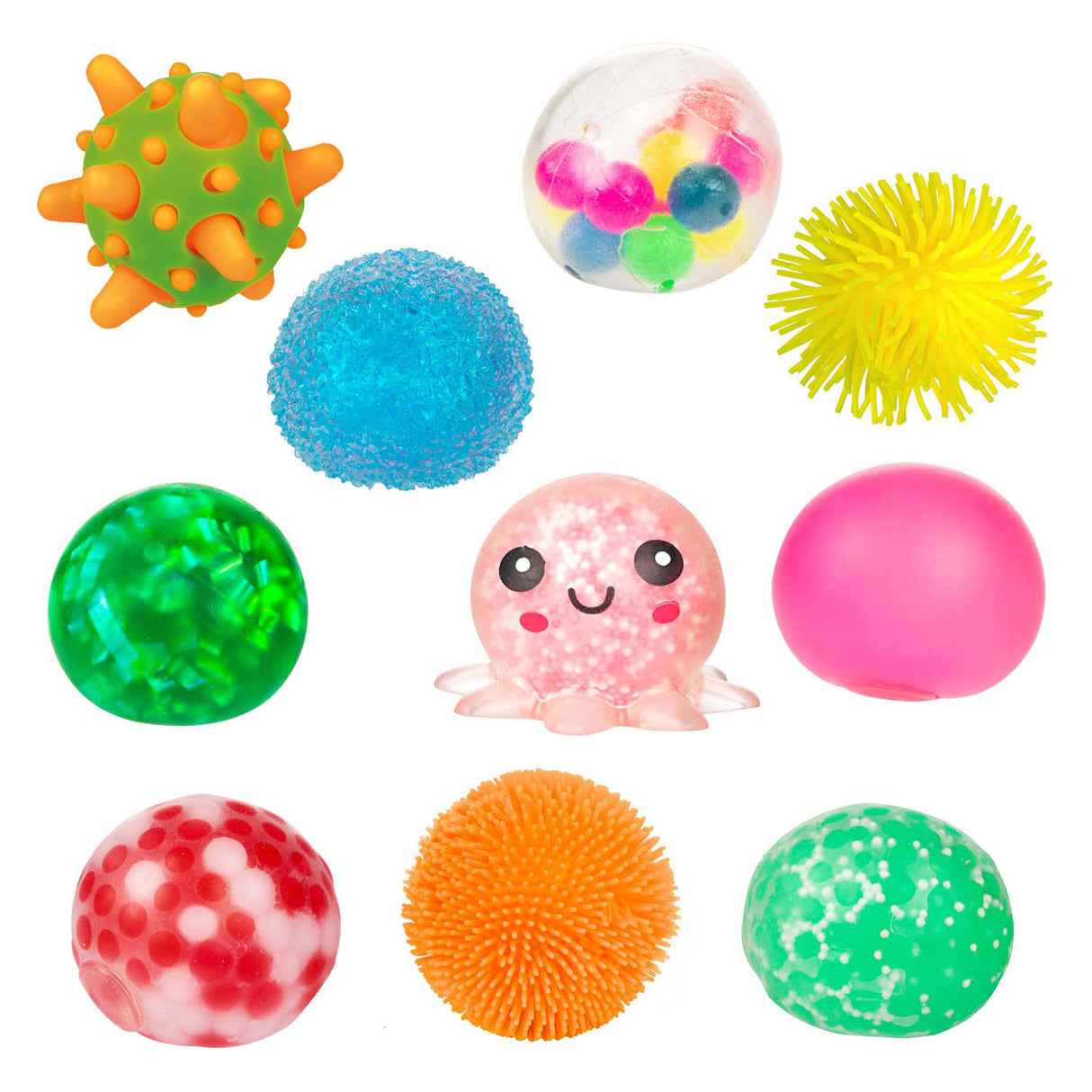 Toi-toys balles à presser 5cm boîte de 10 pièces
