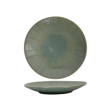 Assiette petit-déjeuner lignes océan bleu-vert ø21cm