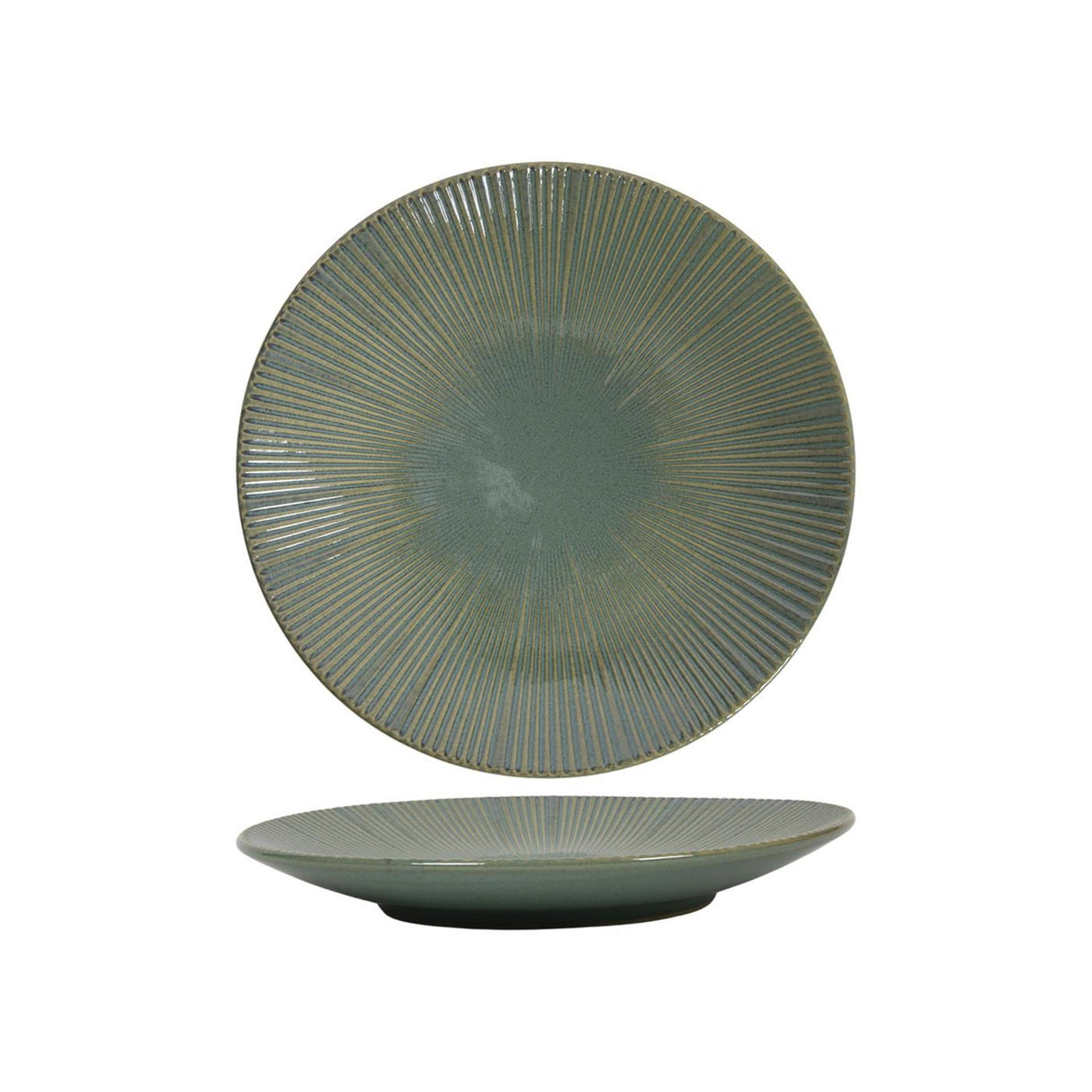 Assiette plate lignes bleu océan vert ø28cm