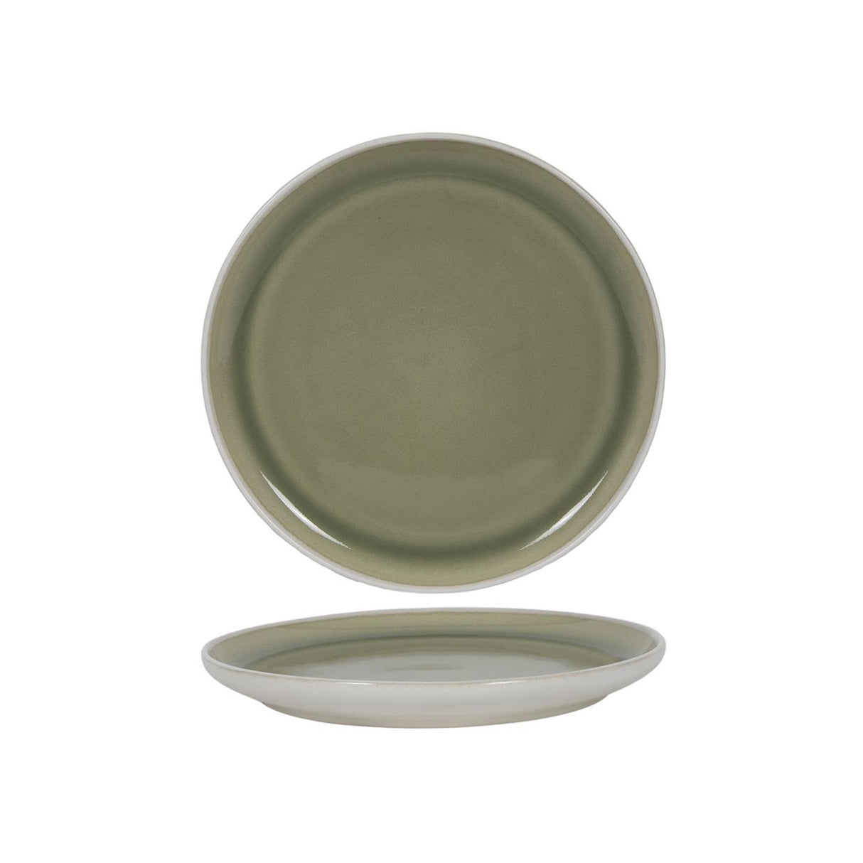 Assiette plate blanc mat vert ø27cm 6 pièces