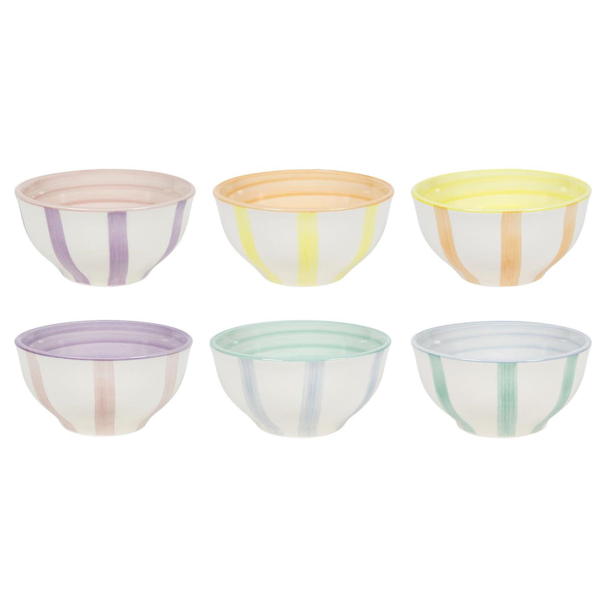 Bol rayures pastel boite a 6 ø12cm