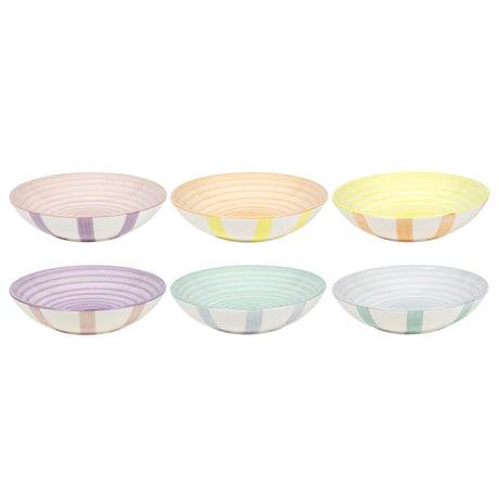 Assiette creuse rayures pastel 2 tons boite de 6 pièces ø21cm