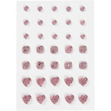 Strass Vivi Gade, rond, carré, coeur, taille 6+8+10 mm, rose, 35 pièces 1 boîte