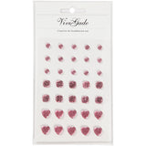 Strass Vivi Gade, rond, carré, coeur, taille 6+8+10 mm, rose, 35 pièces 1 boîte
