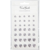 Strass Vivi Gade, rond, carré, coeur, taille 6+8+10 mm, argent, 35 pièces 1 boîte